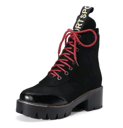 Fashion leather boots with flat bottom flat boots student women's boots rivet Martin boots