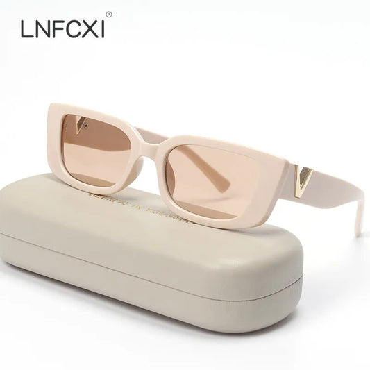 Retro Small Frame Cat Eye Sunglasses for Women Luxury V Sun Glasses Men Fashion Jelly Sunglasses with Metal Hinges