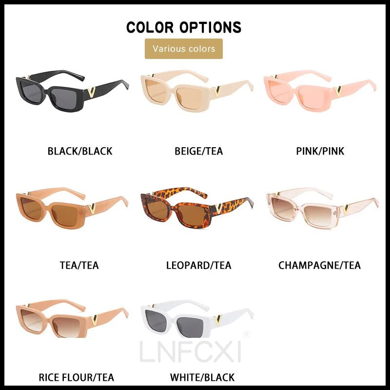 Retro Small Frame Cat Eye Sunglasses for Women Luxury V Sun Glasses Men Fashion Jelly Sunglasses with Metal Hinges