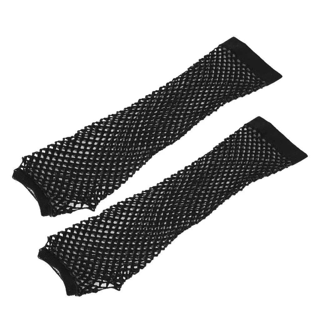 Women Gloves Hollow Out Holes Sexy Punk Goth Ladies Disco Dance Costume Fingerless Mesh Fishnet Gloves Motorcycle Protection