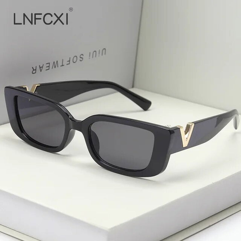 Retro Small Frame Cat Eye Sunglasses for Women Luxury V Sun Glasses Men Fashion Jelly Sunglasses with Metal Hinges