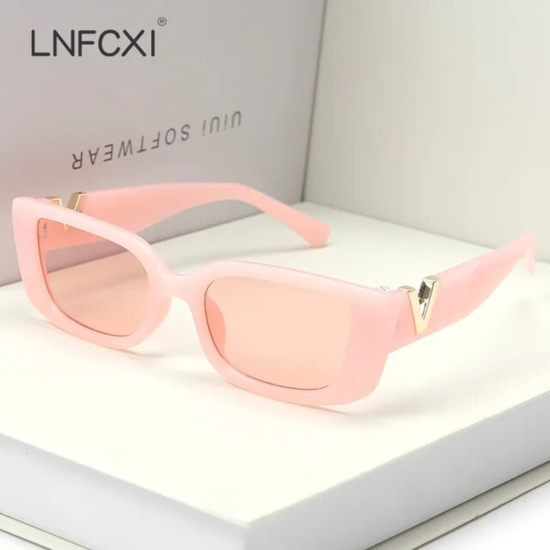 Retro Small Frame Cat Eye Sunglasses for Women Luxury V Sun Glasses Men Fashion Jelly Sunglasses with Metal Hinges