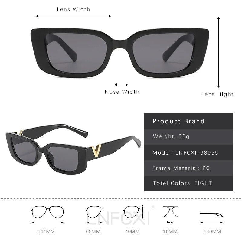 Retro Small Frame Cat Eye Sunglasses for Women Luxury V Sun Glasses Men Fashion Jelly Sunglasses with Metal Hinges