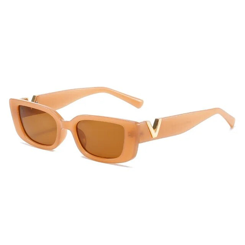 Retro Small Frame Cat Eye Sunglasses for Women Luxury V Sun Glasses Men Fashion Jelly Sunglasses with Metal Hinges