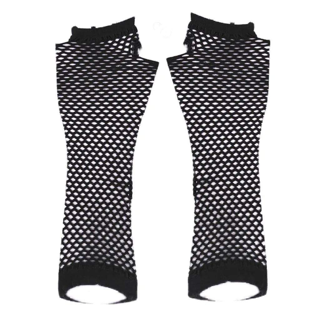 Women Gloves Hollow Out Holes Sexy Punk Goth Ladies Disco Dance Costume Fingerless Mesh Fishnet Gloves Motorcycle Protection