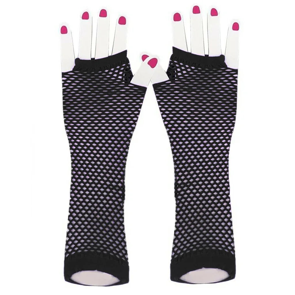 Women Gloves Hollow Out Holes Sexy Punk Goth Ladies Disco Dance Costume Fingerless Mesh Fishnet Gloves Motorcycle Protection